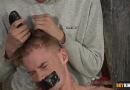 Sebastian is about to get his head shaved and face fucked