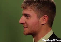 Gay office hunks creamed on by his boss